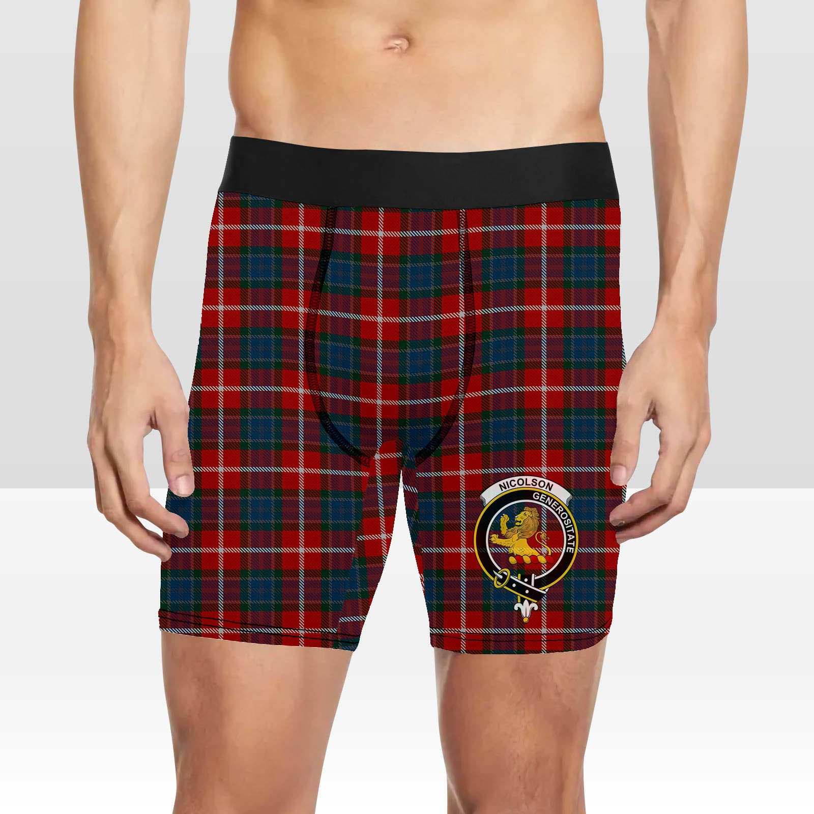 ScotsTee Shop Scottish Nicolson of Lewis Crest Tartan Boxer Shorts