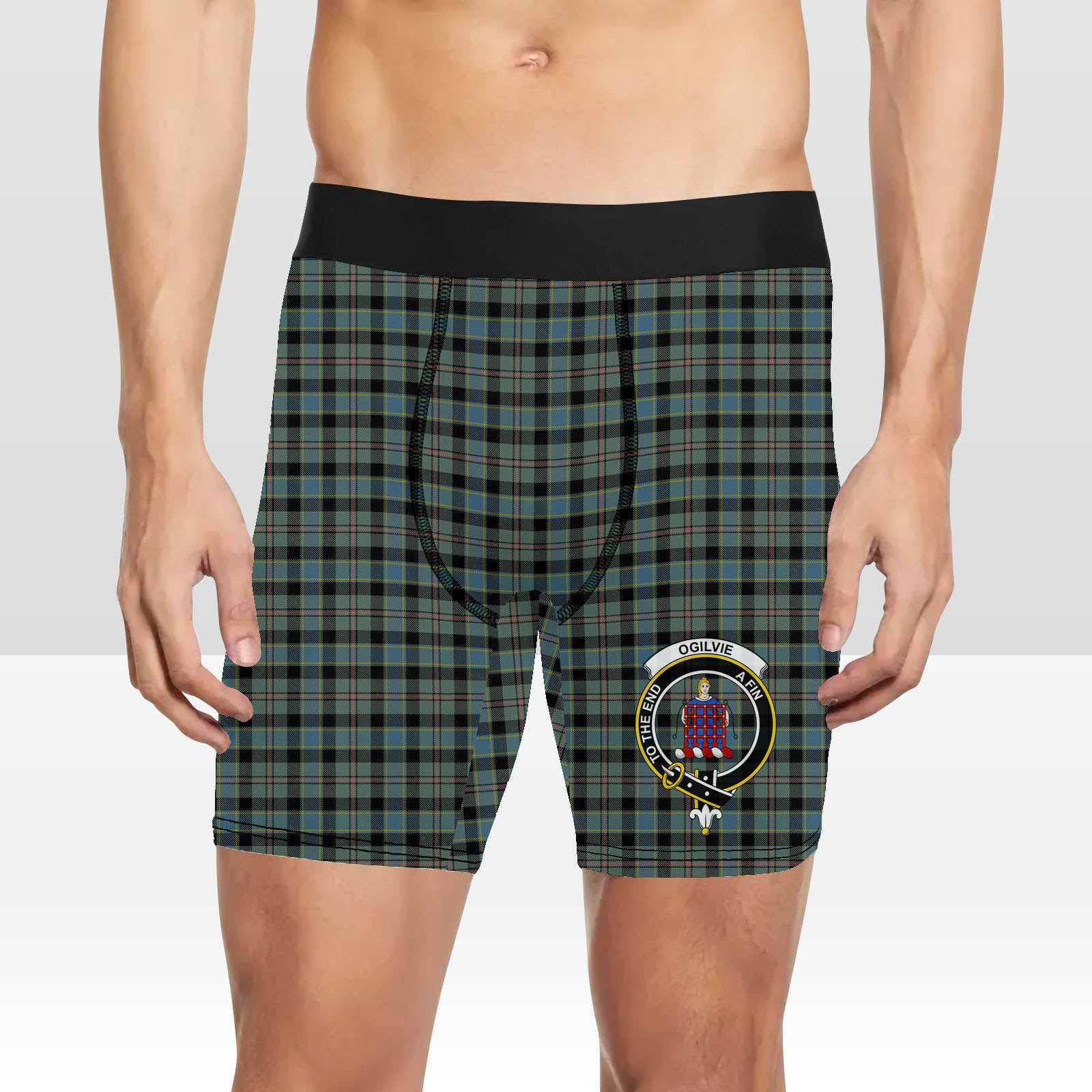 ScotsTee Shop Scottish Ogilvie (Ogilvy) Hunting Crest Tartan Boxer Shorts