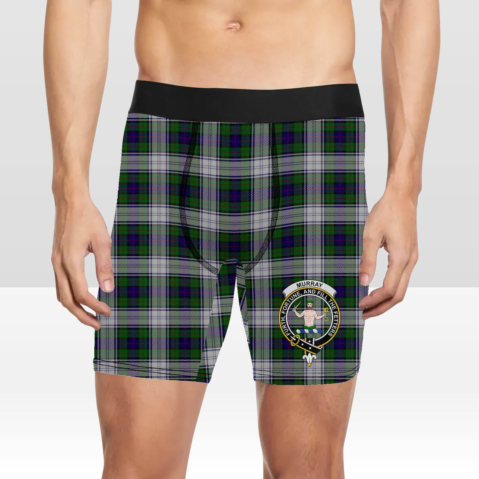 ScotsTee Shop Scottish Murray of Atholl Dress Crest Tartan Boxer Shorts