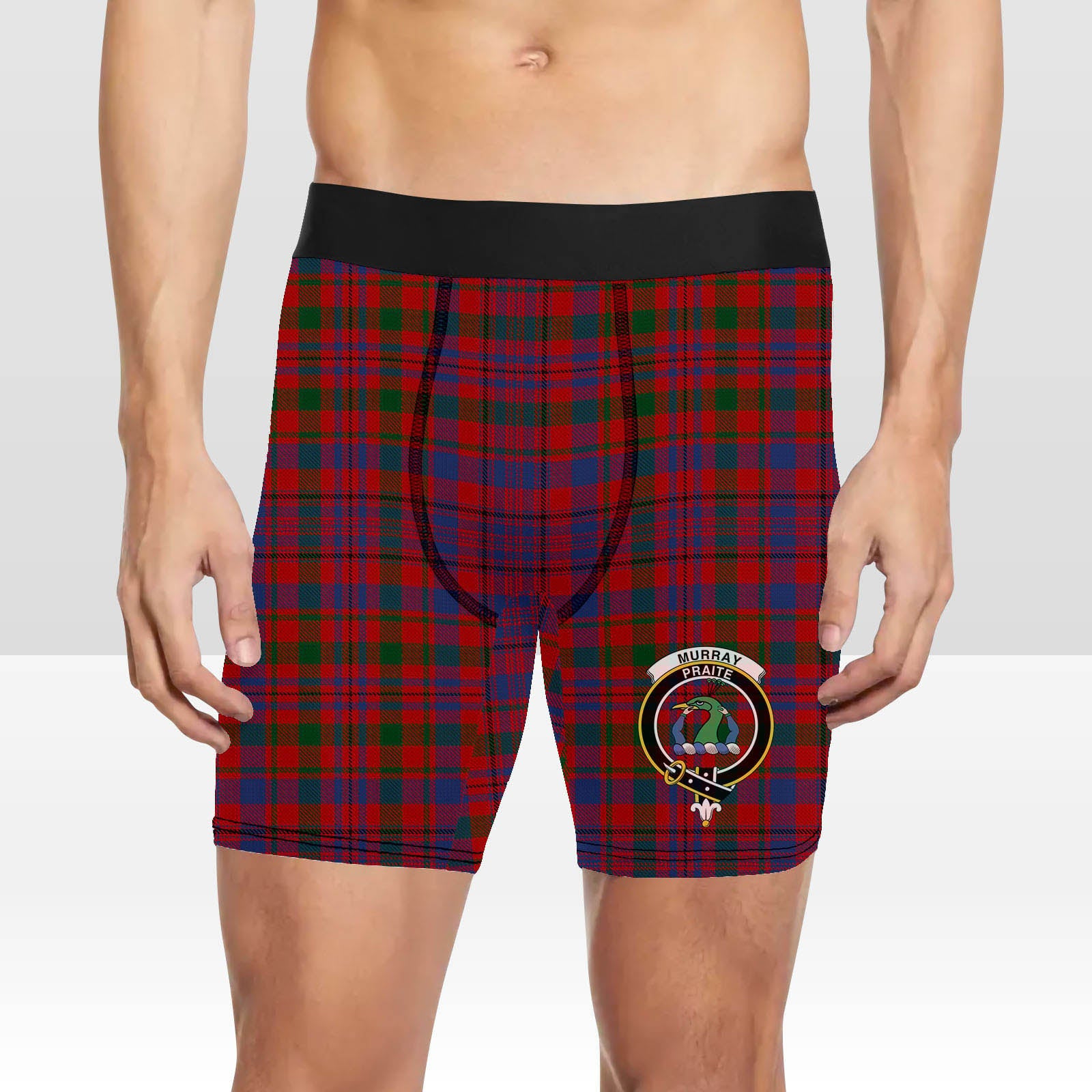 ScotsTee Shop Scottish Murray of Tullibardine Crest Tartan Boxer Shorts