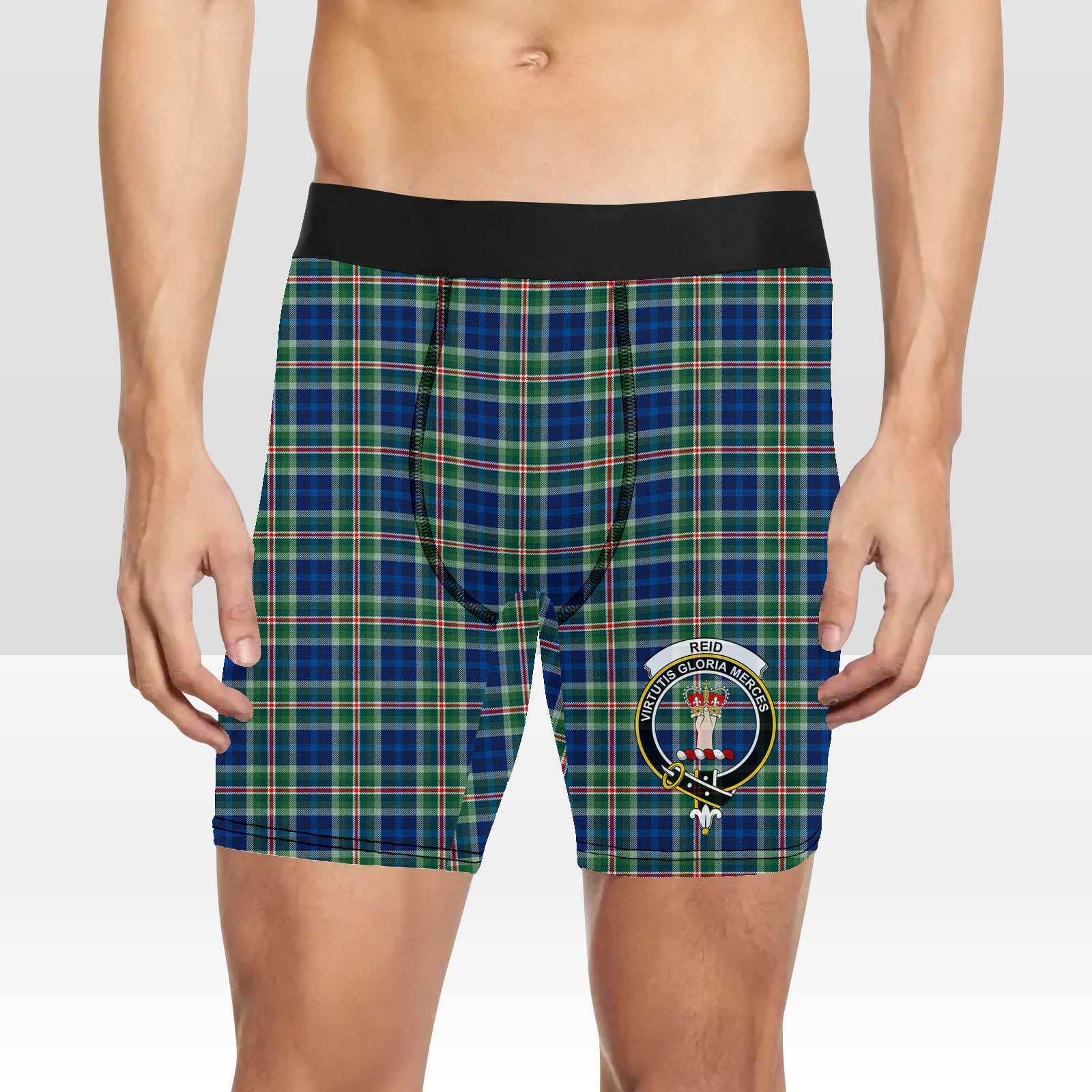 ScotsTee Shop Scottish Reid (Mill City) Modern Clan Crest Tartan Boxer Shorts