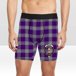 ScotsTee Shop Scottish Menzies Mauve and White Crest Tartan Boxer Shorts