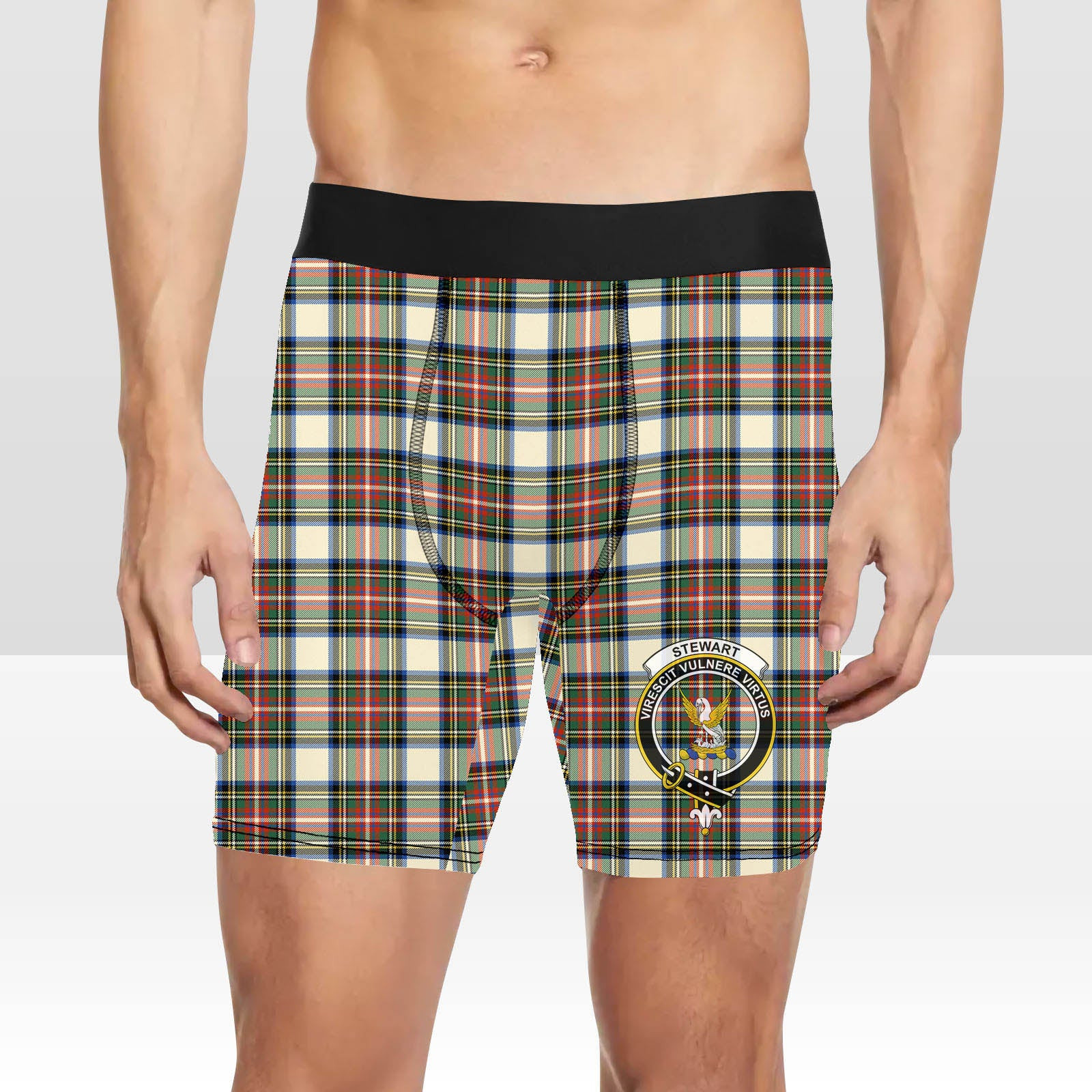 ScotsTee Shop Scottish Stewart Dress Ancient SC Crest Tartan Boxer Shorts
