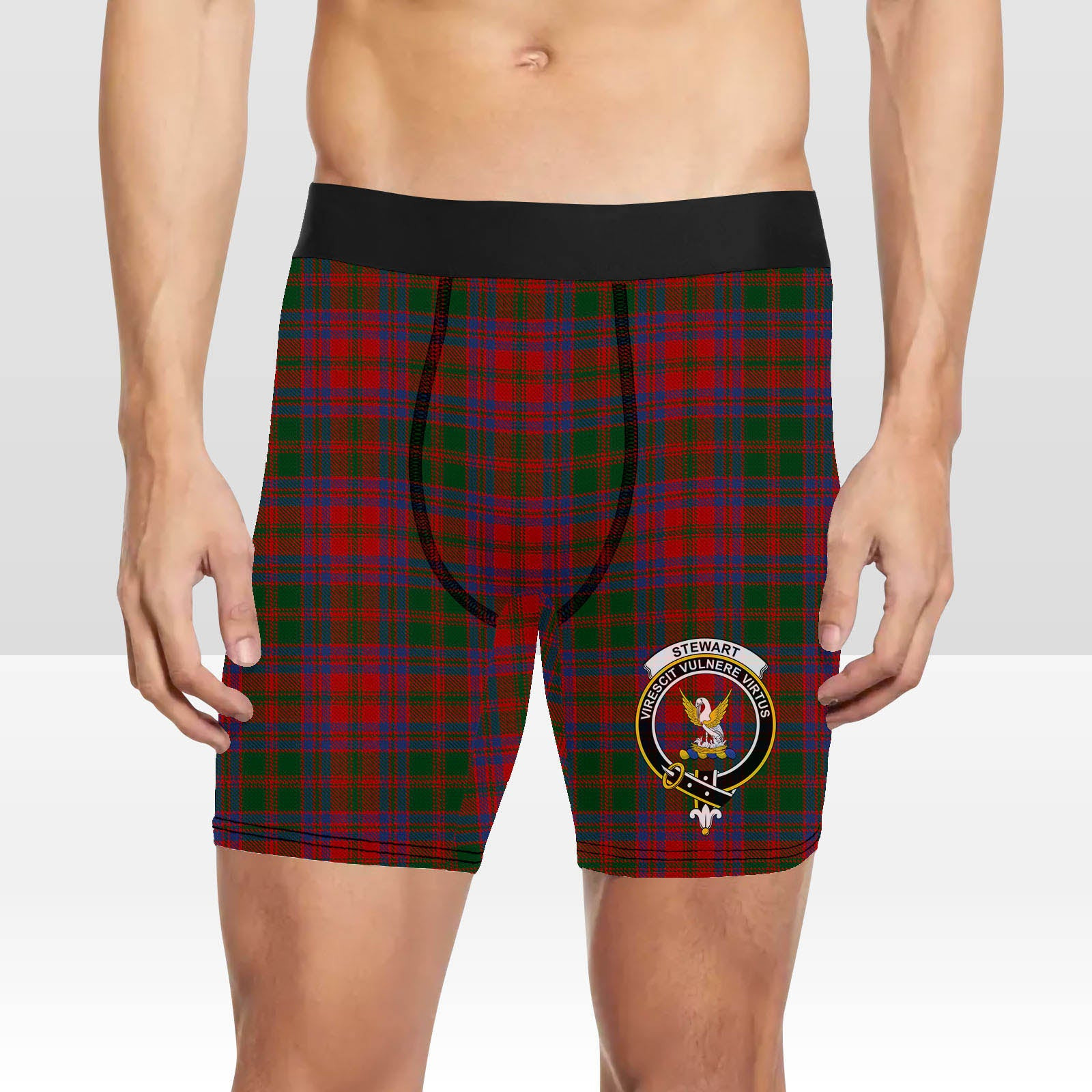 ScotsTee Shop Scottish Stewart of Urrard Crest Tartan Boxer Shorts
