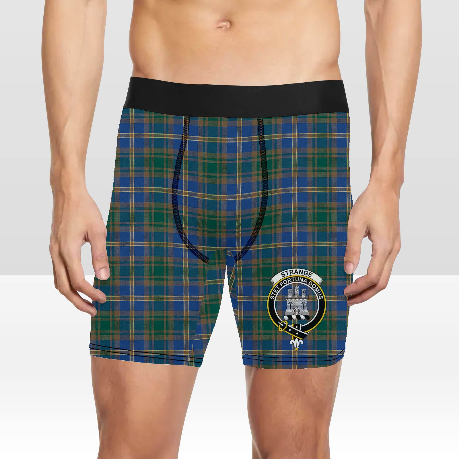ScotsTee Shop Scottish Strange of Balkaskie Modern Crest Tartan Boxer Shorts