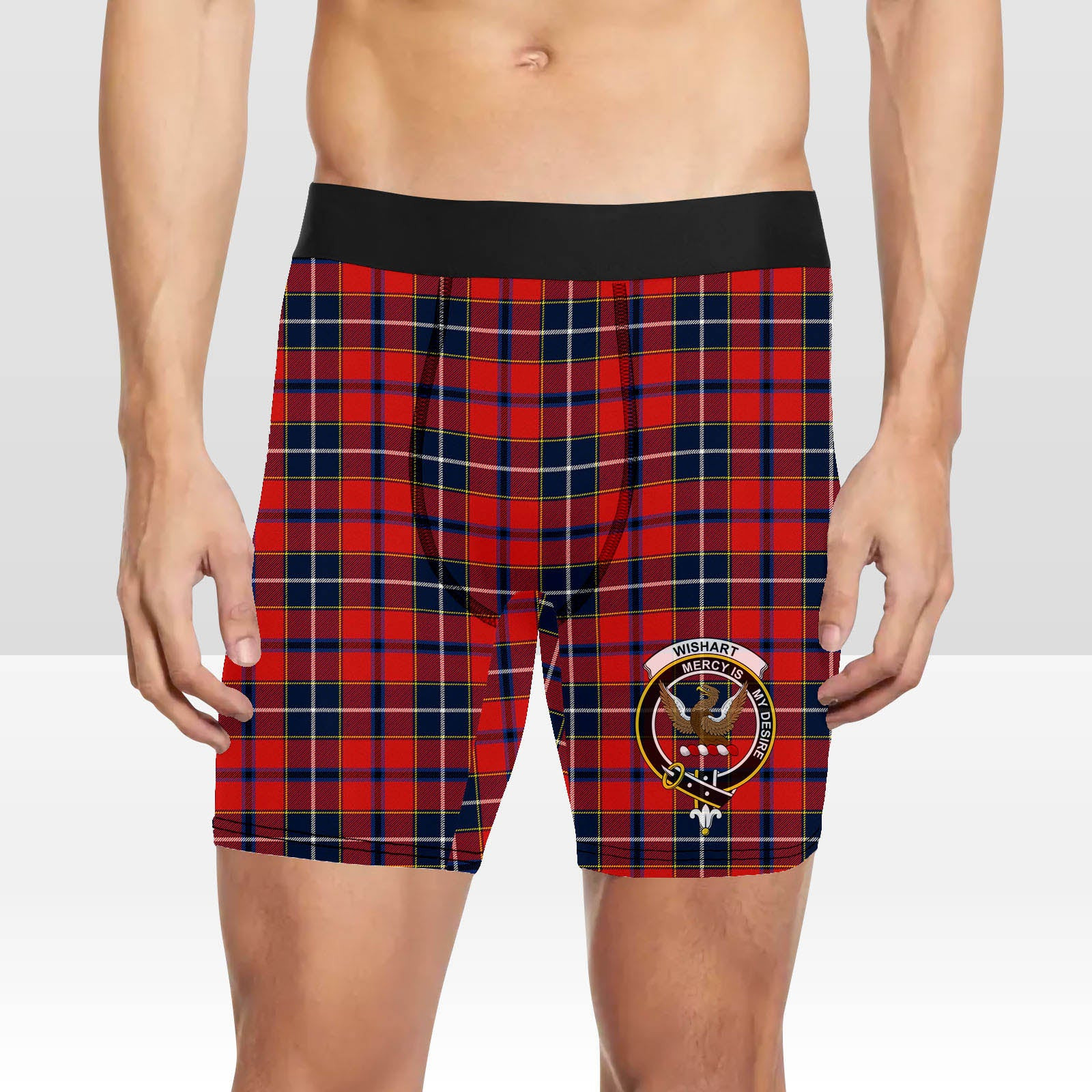 ScotsTee Shop Scottish Wishart Dress Modern Crest Tartan Boxer Shorts