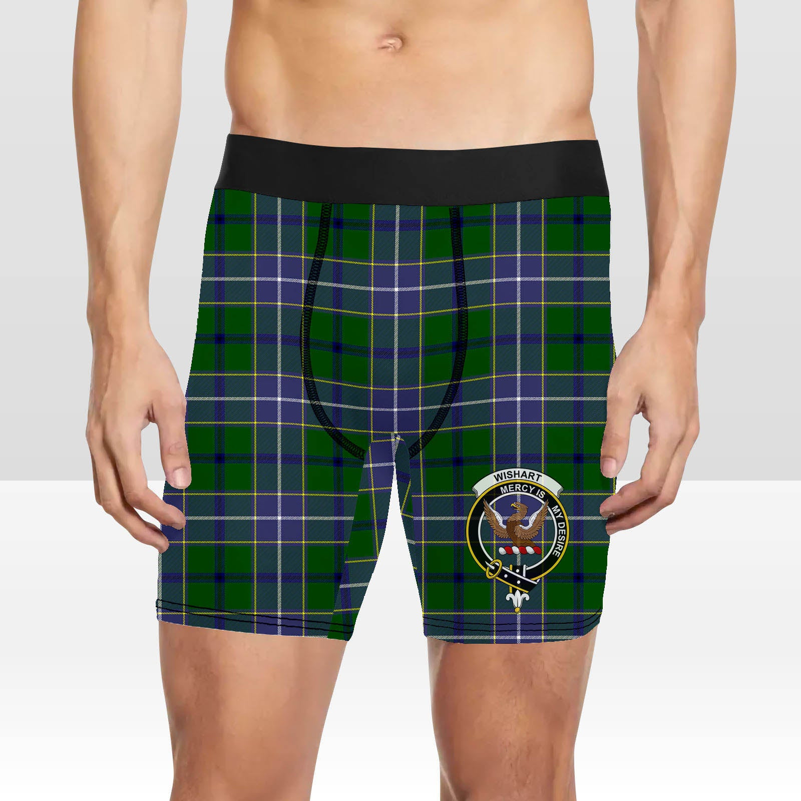 ScotsTee Shop Scottish Wishart Hunting Modern Crest Tartan Boxer Shorts
