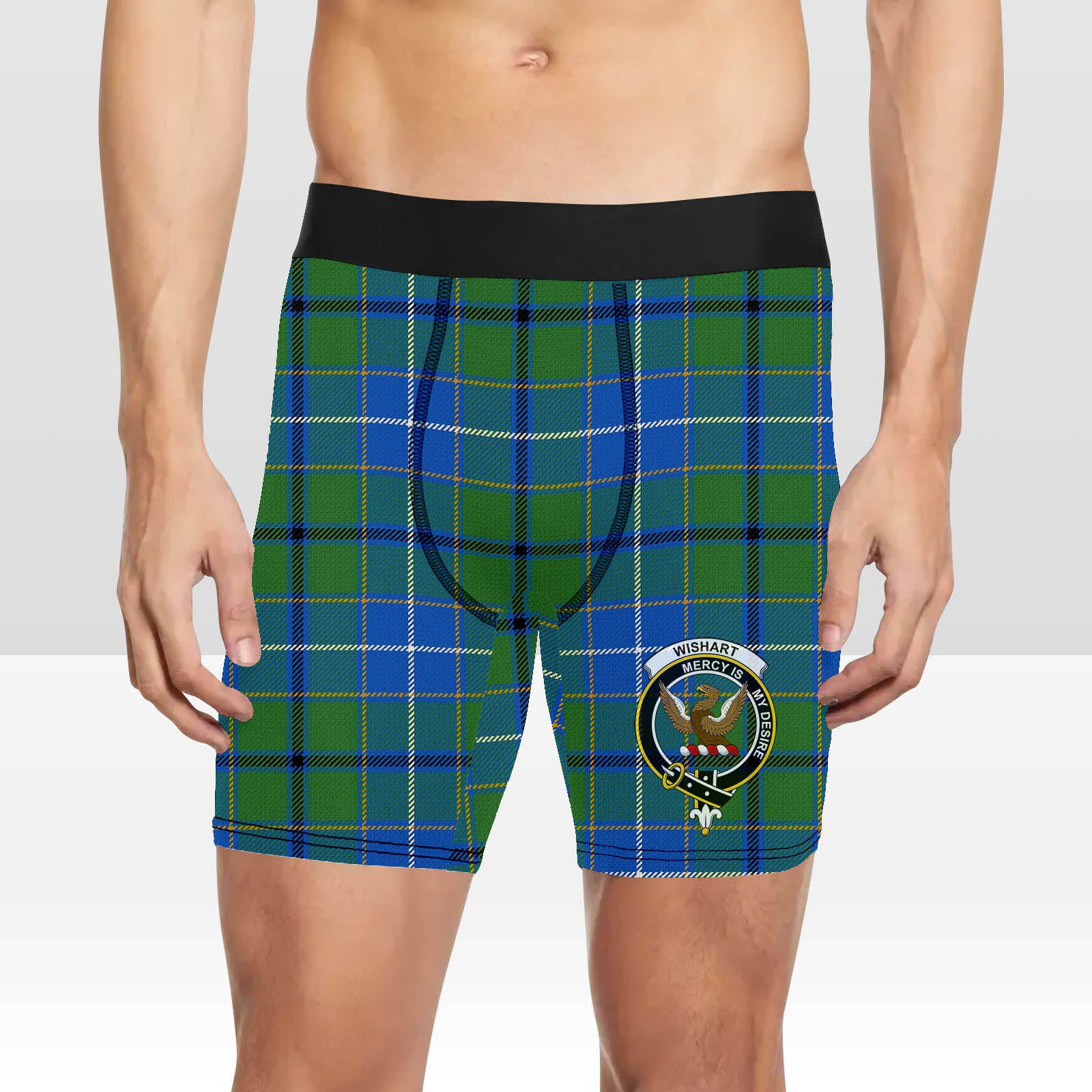 ScotsTee Shop Scottish Wishart Hunting Ancient Clan Crest Tartan Boxer Shorts