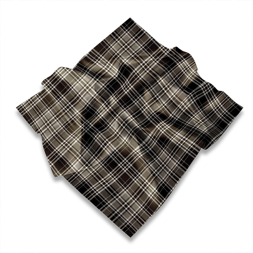 ScotsTee Shop Scottish Drummond (Clans Originaux) Grey Modern Tartan Pocket Square, Scarf, Handkerchief