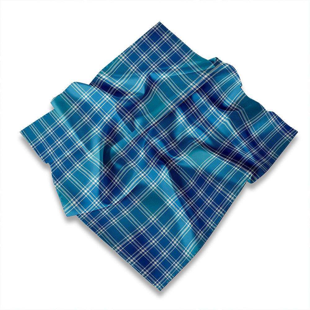 ScotsTee Shop Scottish MacDonald Lord of the Isles Hunting Blue (Donald Lord of the Isles Hunting Blue) Ancient Tartan Pocket Square, Scarf, Handkerchief