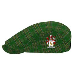 ScotsTee Shop Irish Halie or O_Halie Clan Coat of Arms Jeff Cap Irish Tartan Flat Cap