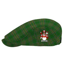 ScotsTee Shop Irish St.John Clan Coat of Arms Jeff Cap Irish Tartan Flat Cap