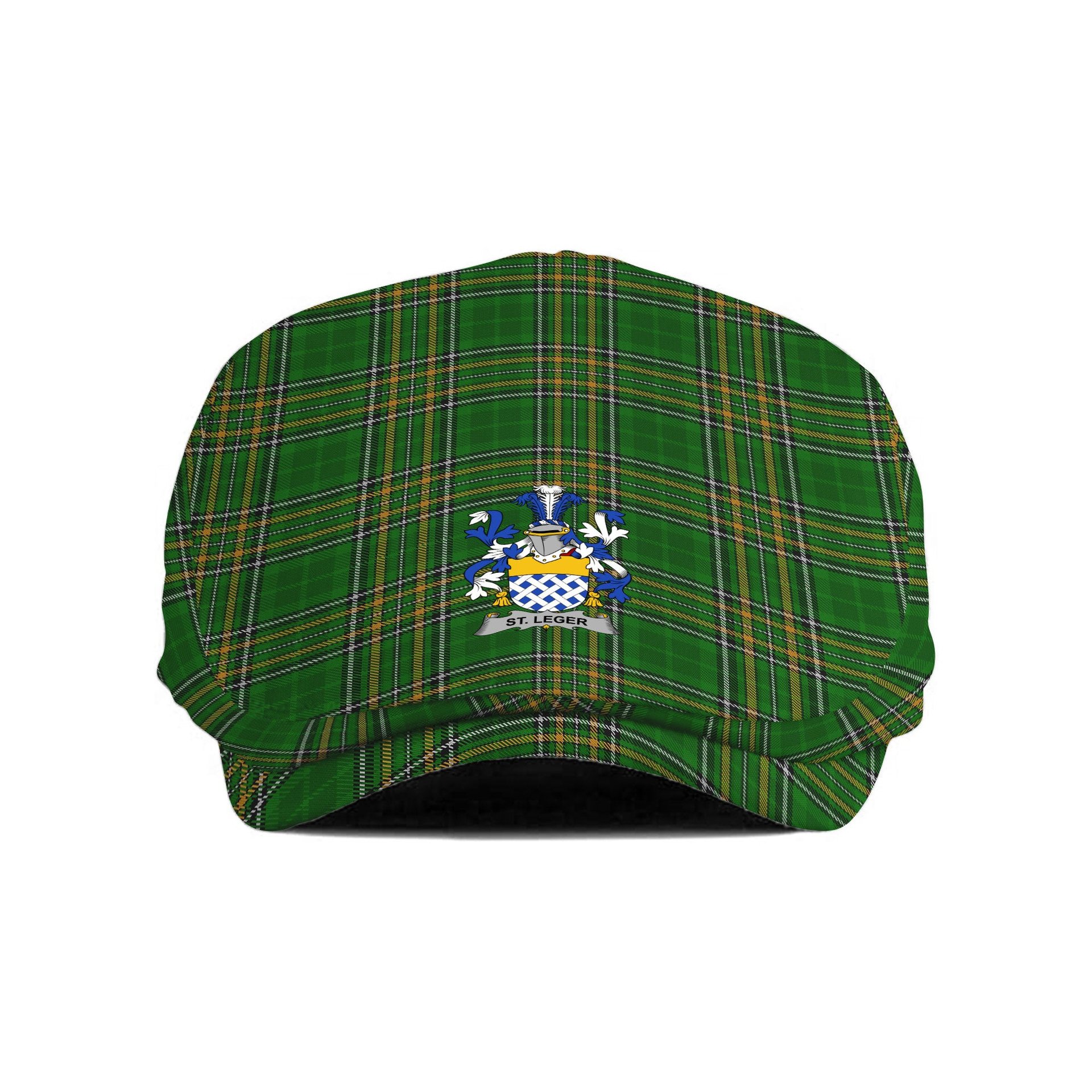 ScotsTee Shop Irish St.Leger Clan Coat of Arms Jeff Cap Irish Tartan Flat Cap