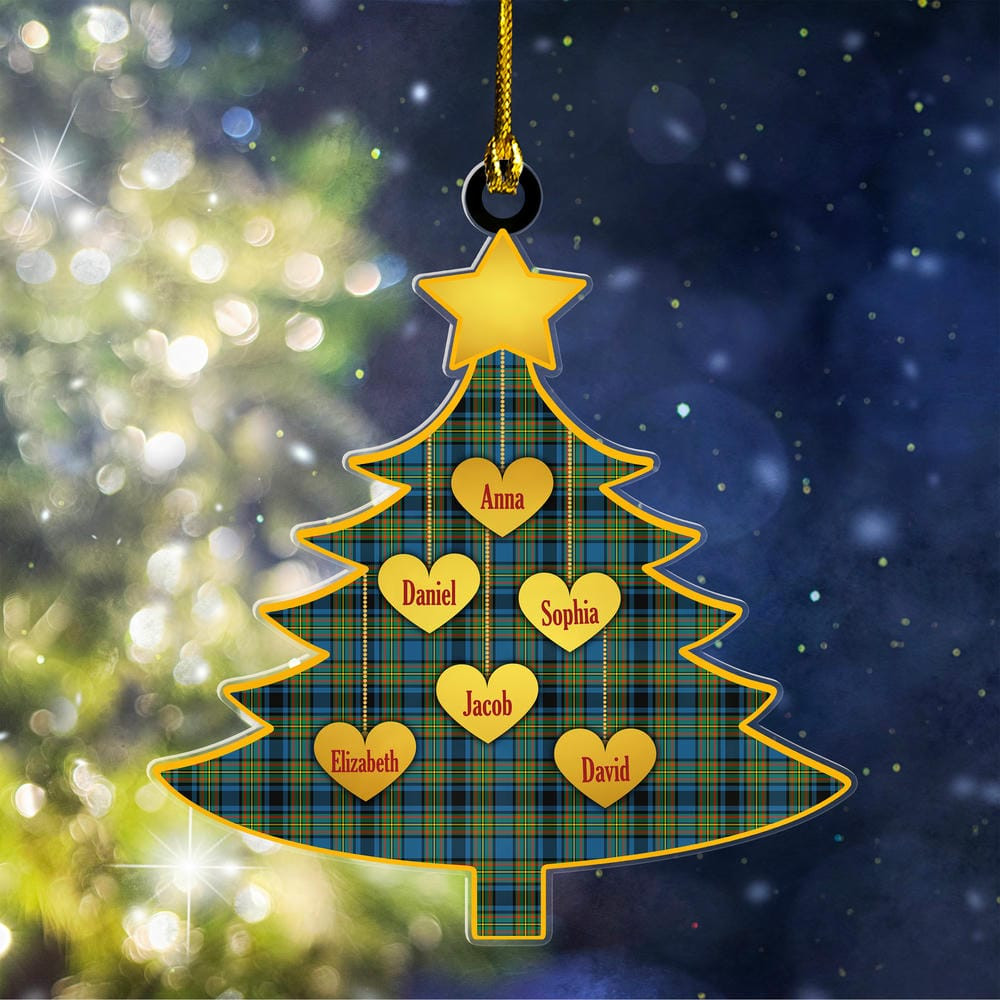 ScotsTee Shop Scottish Gillies Ancient Clan Tartan Ornament Custom Name Family Christmas Tree