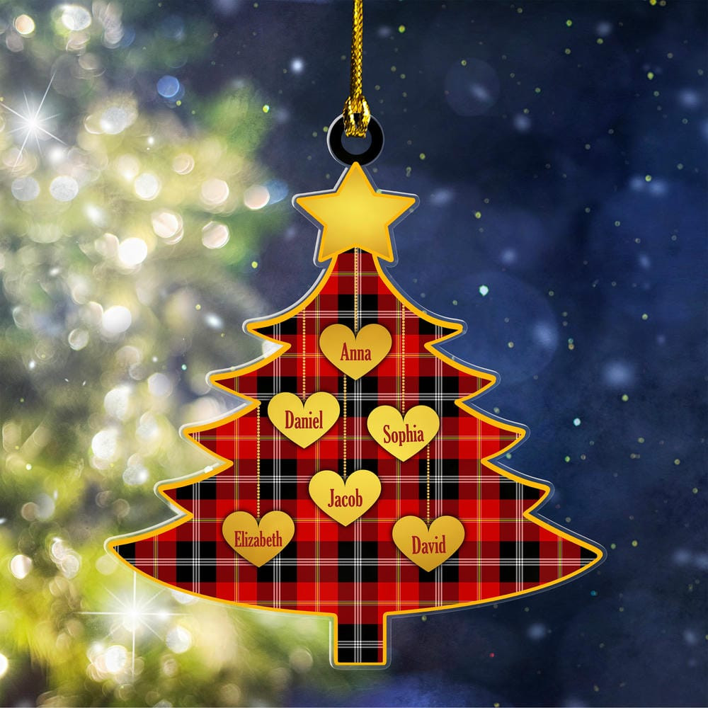 ScotsTee Shop Scottish Marjoribanks Clan Tartan Ornament Custom Name Family Christmas Tree