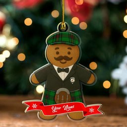 ScotsTee Shop Scottish Kirkaldy Clan Crest Tartan Ornament Custom Gingerbread Scotsman