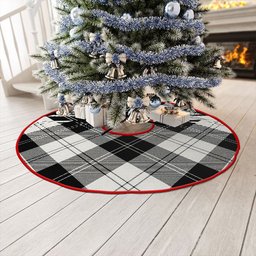 ScotsTee Shop Scottish Erskine Black & White Clan Crest Tartan Christmas Tree Skirt