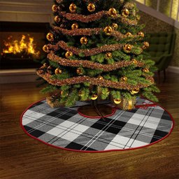 ScotsTee Shop Scottish Erskine Black & White Clan Crest Tartan Christmas Tree Skirt