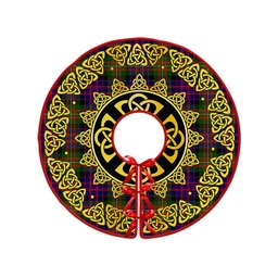 ScotsTee Shop Scottish MacDonnell Clan Crest Tartan Christmas Tree Skirt Golden Celtic Heritage