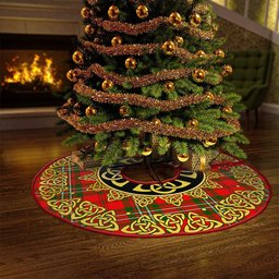 ScotsTee Shop Scottish Langlands Clan Crest Tartan Christmas Tree Skirt Golden Celtic Heritage