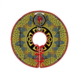ScotsTee Shop Scottish Laing (Lang) Weathered Clan Crest Tartan Christmas Tree Skirt Golden Celtic Heritage
