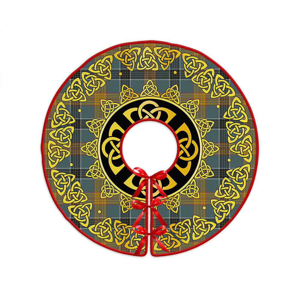 ScotsTee Shop Scottish Laing (Lang) Weathered Clan Crest Tartan Christmas Tree Skirt Golden Celtic Heritage