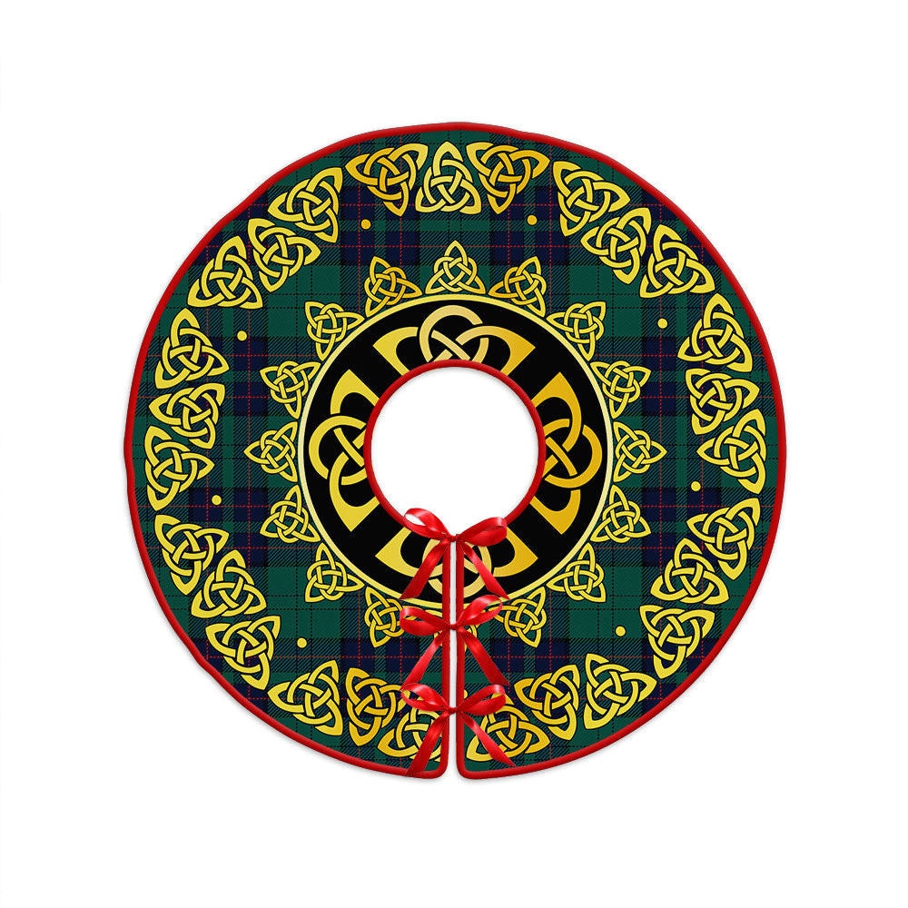 ScotsTee Shop Scottish Lockhart Modern Clan Crest Tartan Christmas Tree Skirt Golden Celtic Heritage