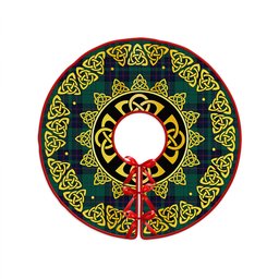 ScotsTee Shop Scottish Lockhart Modern Clan Crest Tartan Christmas Tree Skirt Golden Celtic Heritage