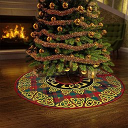 ScotsTee Shop Scottish Fulton 1999 Modern Clan Crest Tartan Christmas Tree Skirt Golden Celtic Heritage
