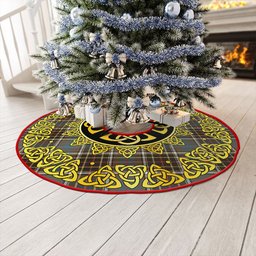 ScotsTee Shop Scottish Hislop #2 Weathered Clan Crest Tartan Christmas Tree Skirt Golden Celtic Heritage