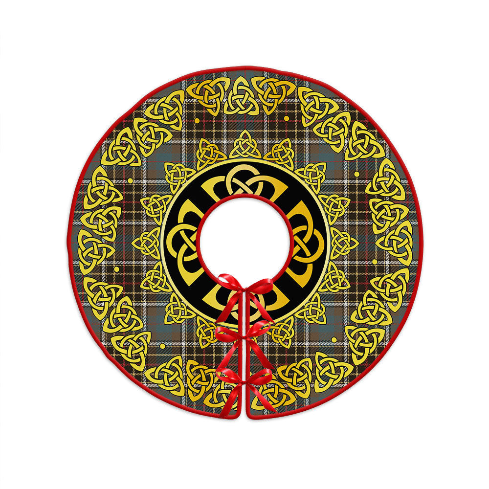 ScotsTee Shop Scottish Hislop #2 Weathered Clan Crest Tartan Christmas Tree Skirt Golden Celtic Heritage