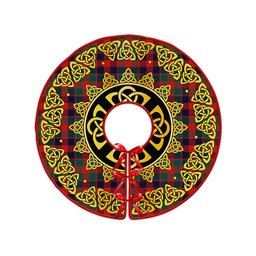 ScotsTee Shop Scottish MacGowan (Gow) Modern Clan Crest Tartan Christmas Tree Skirt Golden Celtic Heritage