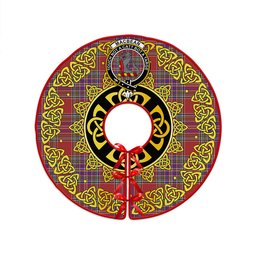 ScotsTee Shop Scottish MacBean (MacBain) Weathered Clan Crest Tartan Christmas Tree Skirt Golden Celtic Heritage