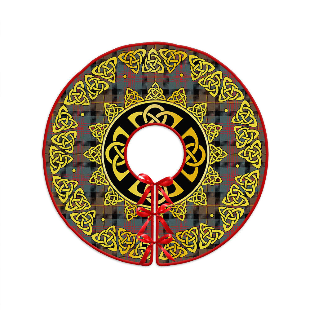 ScotsTee Shop Scottish Logan Weathered Clan Crest Tartan Christmas Tree Skirt Golden Celtic Heritage