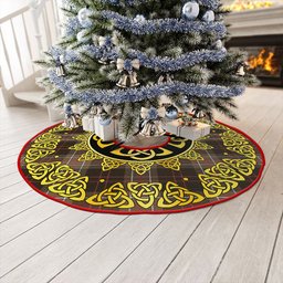 ScotsTee Shop Scottish MacDiarmid Weathered Clan Crest Tartan Christmas Tree Skirt Golden Celtic Heritage
