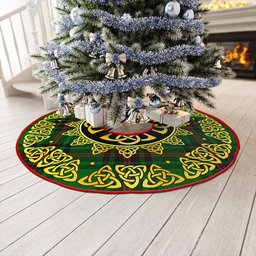 ScotsTee Shop Scottish Halkerston Clan Crest Tartan Christmas Tree Skirt Golden Celtic Heritage