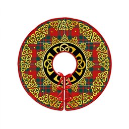 ScotsTee Shop Scottish MacGregor (Gregor) Modern Clan Crest Tartan Christmas Tree Skirt Golden Celtic Heritage