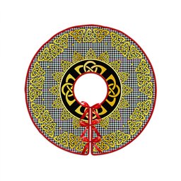 ScotsTee Shop Scottish Halliday (Holliday) Modern Clan Crest Tartan Christmas Tree Skirt Golden Celtic Heritage