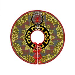 ScotsTee Shop Scottish MacConnell Weathered Clan Crest Tartan Christmas Tree Skirt Golden Celtic Heritage