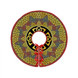 ScotsTee Shop Scottish MacConnell Weathered Clan Crest Tartan Christmas Tree Skirt Golden Celtic Heritage