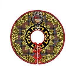 ScotsTee Shop Scottish MacDonald (Donald) Weathered Clan Crest Tartan Christmas Tree Skirt Golden Celtic Heritage