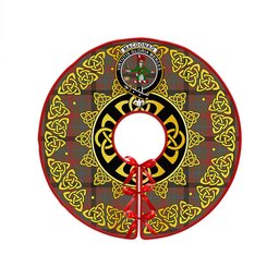 ScotsTee Shop Scottish MacDonagh Weathered Clan Crest Tartan Christmas Tree Skirt Golden Celtic Heritage