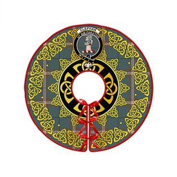 ScotsTee Shop Scottish Cleland Weathered Clan Crest Tartan Christmas Tree Skirt Golden Celtic Heritage