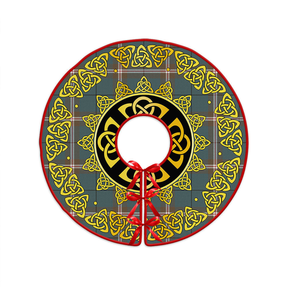 ScotsTee Shop Scottish Cleland Weathered Clan Crest Tartan Christmas Tree Skirt Golden Celtic Heritage