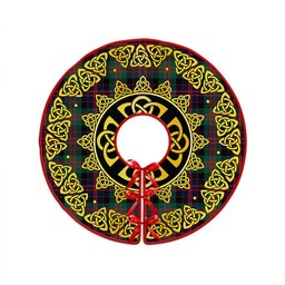 ScotsTee Shop Scottish MacDonald (Donald) Modern Clan Crest Tartan Christmas Tree Skirt Golden Celtic Heritage