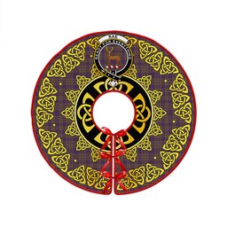 ScotsTee Shop Scottish Rae Weathered Clan Crest Tartan Christmas Tree Skirt Golden Celtic Heritage