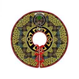 ScotsTee Shop Scottish Mowat Weathered Clan Crest Tartan Christmas Tree Skirt Golden Celtic Heritage