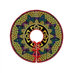 ScotsTee Shop Scottish Pitcairn Hunting Modern Clan Crest Tartan Christmas Tree Skirt Golden Celtic Heritage