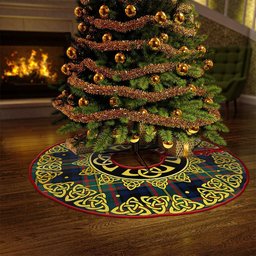 ScotsTee Shop Scottish MacLeish Modern Clan Crest Tartan Christmas Tree Skirt Golden Celtic Heritage