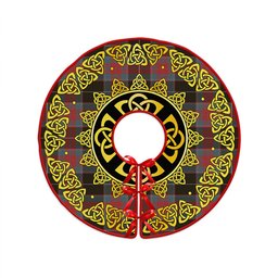 ScotsTee Shop Scottish Ramsay Green Weathered Clan Crest Tartan Christmas Tree Skirt Golden Celtic Heritage